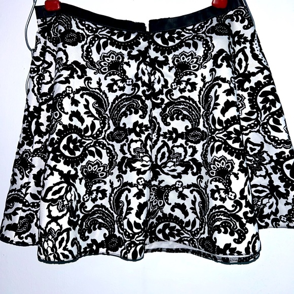 Forever 21 Black and White Mini Skirt with Velvet Detailing - Picture 2 of 3